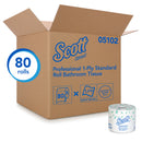 Scott® Toilet Paper, 1 Ply, 550 Sheets/Roll, White, 80 per case (05102)