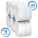 Scott® Essential Toilet Paper, Jumbo/Coreless Roll, 2 Ply, 1150' Length, White - Case of 12 (07006)