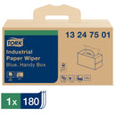 Essuie-tout en papier industriel bleu à faible peluchage - Handy-Box (180/boîte)