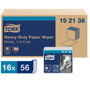 Heavy-Duty Industrial Paper Wiper, White, 12.5" x 13", Packs of 56 Sheets - Case of 16 (192136)