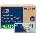 W4 Low-Lint Cleaning Cloth, Turquoise, 16.4'' x 14'', 120 sheets - Case of 4 Packs (192480)