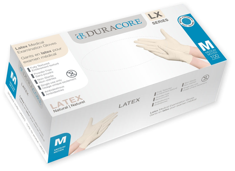 LX Series Latex Medical Examination Gloves Powder-Free - Medium (100/box)