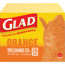 Garbage Bags, Regular, 135 L, 31" W x 42" L, Orange - Box of 20 (30313)