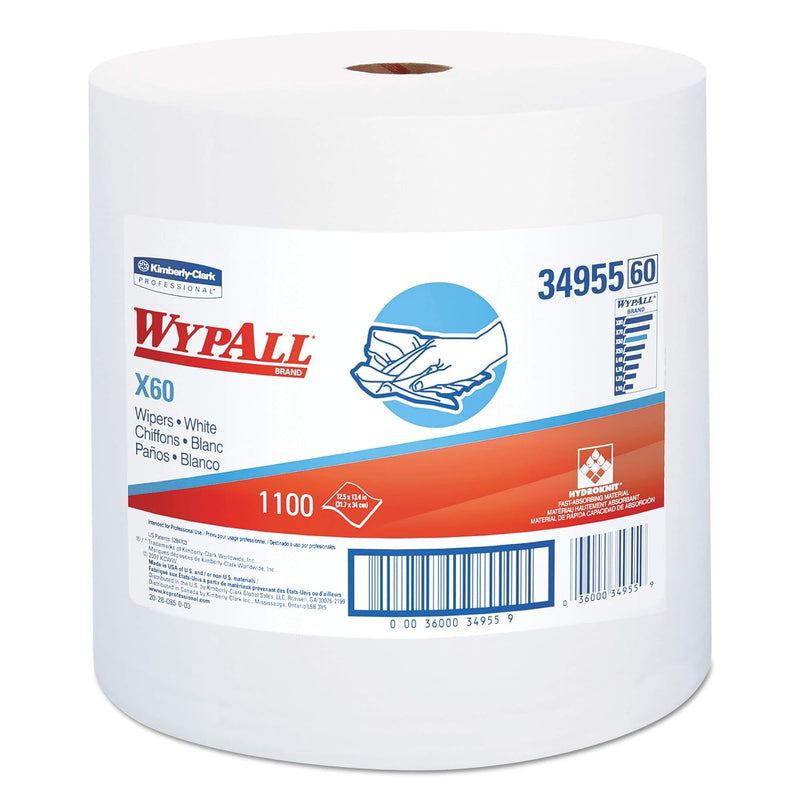 WypAll® Jumbo Roll X60 Wipers — White, 1 Roll × 1,100 Sheets (34955)