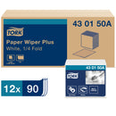 Paper Wiper Plus – 1-Ply, 1/4-Fold (12.5″ × 13″) – 90 Sheets per Pack – 12 Packs/Case (43 01 50A)