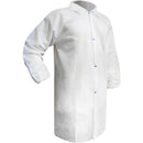 Disposable Lab Coat, Polypropylene, White - Case of 25 (Multiple Sizes)