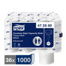 47 28 80 Rouleaux de papier hygiénique haute capacité sans mandrin T7 1 000 pi (36/cs)