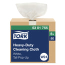 Heavy-Duty Cleaning Cloth In Pop-Up Box, 1-Ply, White, 80 Cloths/Box, 5 Boxes/Case (5301755)