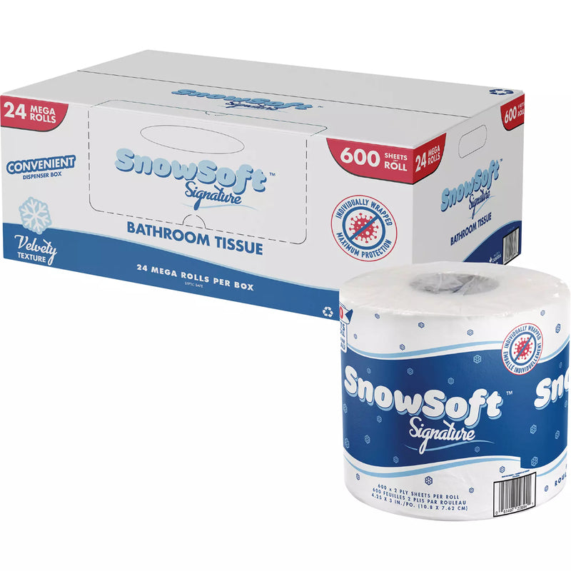 Snow Soft™ Premium Toilet Paper, 2 Ply, 600 Sheets/Roll, 145' Length, White (BTS60024)