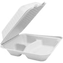 Compostable Hinged Food Containers with Compartments, Bagasse, Square (6014)