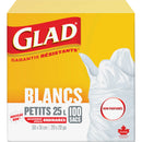 Small 25L Unscented Garbage Bags, Regular, 20" W x 20" L, White - Box of 100 (67489302971)
