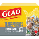90L Garbage Bags, Regular, 30" W x 33" L, Clear - Box of 30 (67489303039)