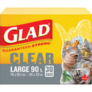 90L Garbage Bags, Regular, 30" W x 33" L, Clear - Box of 30 (67489303039)
