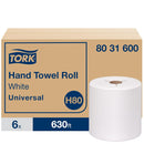 H80 Universal Hand Towel Roll, White, Notched, 1-Ply, 630 ft - Case of 6 (8031600)