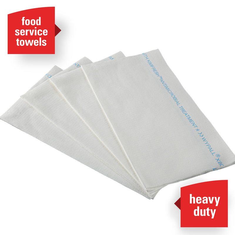 WypAll® X80 Foodservice Towels — Extended Use Cloths with Anti-Microbial Treatment, White, 150 Sheets (06280)