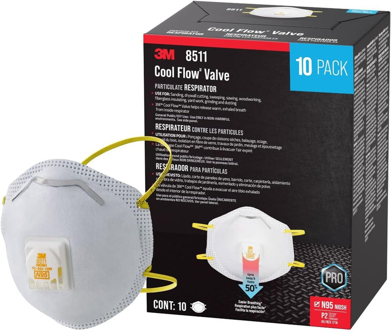 N95 Particulate Respirator — Cool Flow™ Valve, Box of 10 - 8511