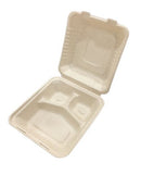 Molded Fiber Clamshell, Kraft, 3 Compartment, 9" x 9" - Case of 200 (ECOHC93N-SC)