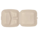 Molded Fiber Clamshell, Kraft, 3 Compartment, 9" x 9" - Case of 200 (ECOHC93N-SC)