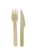 Wrapped Wooden Cutlery Kit, Fork and Knife, Brown - Case of 500 (L8750068)