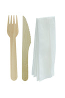 Wrapped Wooden Cutlery Kit, Fork, Knife, Napkin, Brown, - Case of 500 (L8750069)