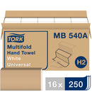 Universal Multifold Hand Towel, 3-Panel, White, 250 Sheets/Pack, 16 Packs/Case (MB540A)