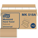 H2 Universal Multifold Paper Hand Towel, 3-Panel, 2-Ply, Kraft, 250 Towels/Pack, 16 Packs/Case (MK518A)