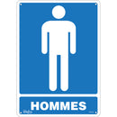 "Hommes" Sign, 14" x 10", Aluminum, French with Pictogram (Aluminum or Plastic)