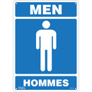"Men - Hommes" Sign, 14" x 10", Aluminum, Bilingual with Pictogram (Multiple Options)
