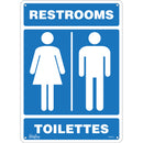 "Restrooms - Toilettes" Sign, 14" x 10", Bilingual with Pictogram (Aluminum or Plastic)