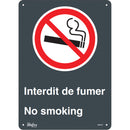 "Interdit De Fumer/No Smoking" Sign, 14" x 10", Bilingual with Pictogram (Multiple Options)