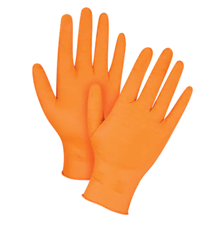 Heavyweight Gripper Nitrile Gloves 7-mil Powder-Free, Orange - X-Large