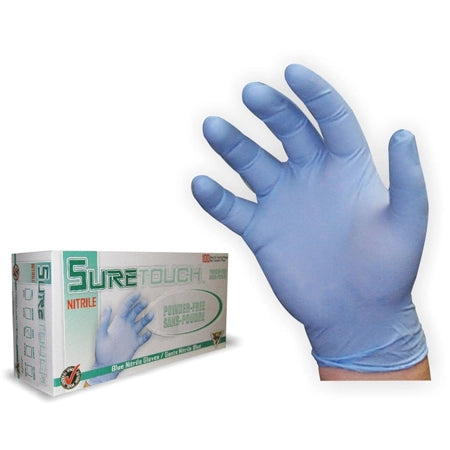 SureTouch® Nitrile Gloves 4 Mil Powder-Free Blue - Medium (100/box)