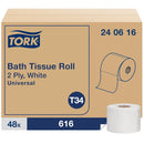 T34 Universal Bath Tissue Roll, 2 Ply, White - 616 sheets, 48 per case (240616)