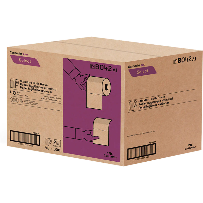 Pro Select™ Recycled Toilet Paper 2-Ply 500s, 48/cs (B042)