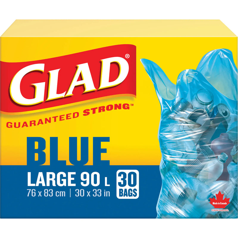 45L Recycling Bags, Regular, 30" W x 33" L, Blue
