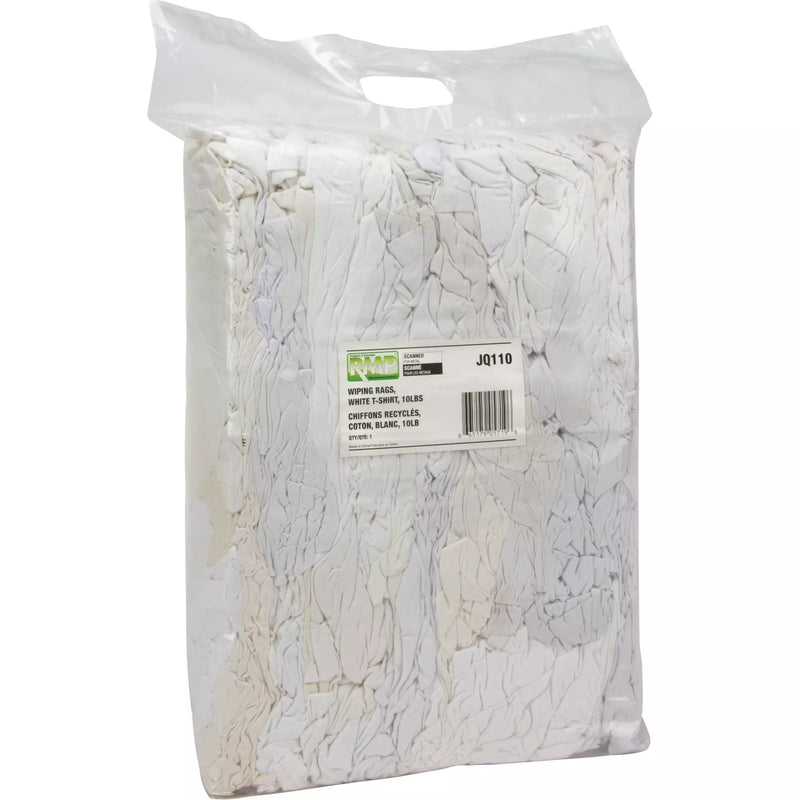 Recycled Material Wiping Rags — Cotton, White, 10 lbs - JQ110