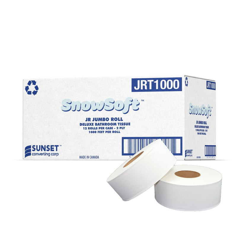 Snow Soft® Premium JRT Toilet Paper Rolls — 2-Ply, 1000 ft, 12/Case (JRT1000)