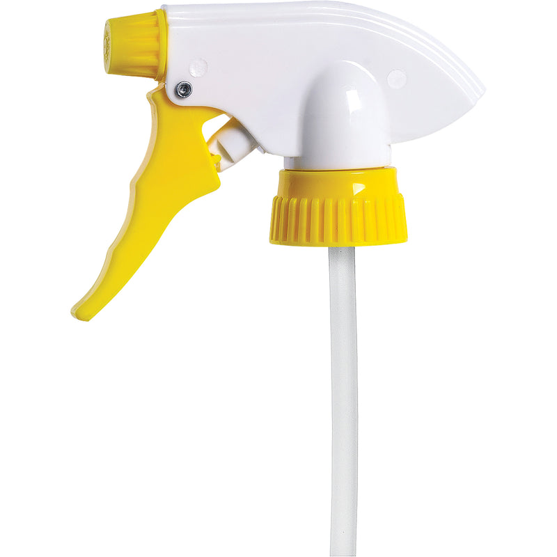 Chemical‑Resistant Trigger Sprayer — 9.5″ Dip Tube, 28/400, White/Yellow - TS6019