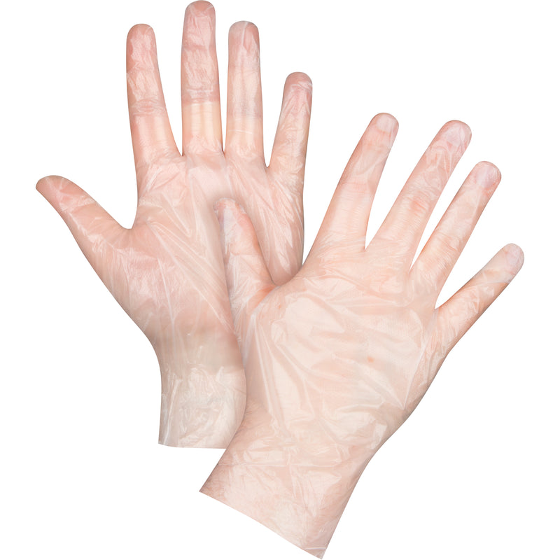 Economy Disposable Gloves — Polyethylene, 1 mil, Powder-Free, Clear - Box of 500 (Sizes S-XL)