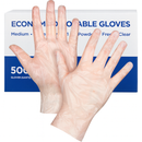 Economy Disposable Gloves — Polyethylene, 1 mil, Powder-Free, Clear - Box of 500 (Sizes S-XL)