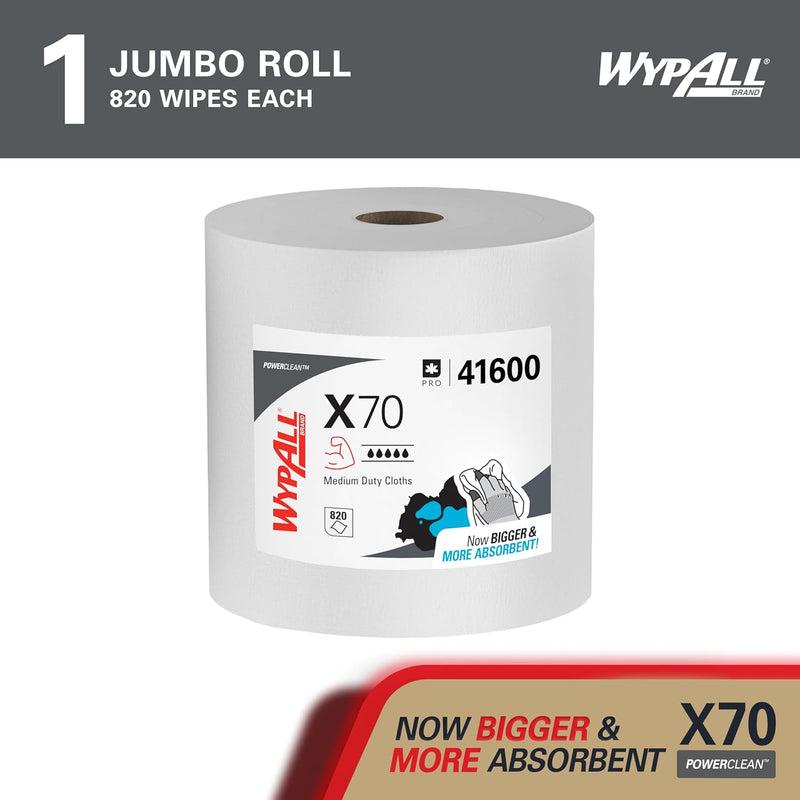 WypAll® X70 Wipers — 870 Sheets, White, Heavy-Duty Industrial Wipes (41600)