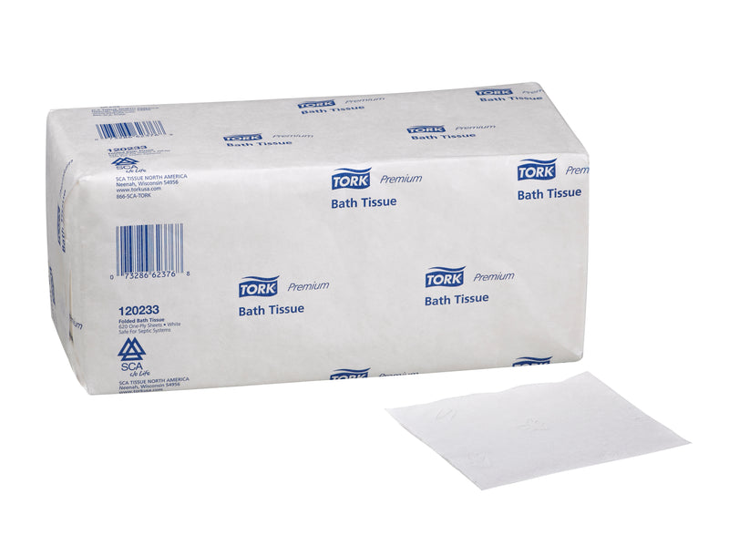 (DISC) Tork Premium 120233 - Folded Bathroom Tissue 1-Ply (12 x 620 Sheets)
