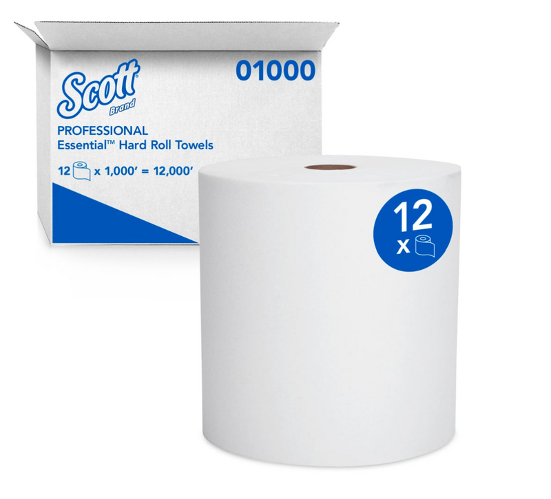 01000 Scott® Essential Universal High Capacity Hard Roll Towel - White 1000' (12/cs)