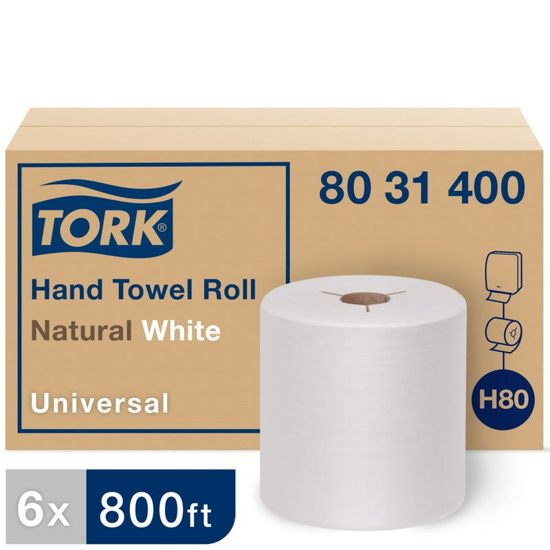 80 31 400 H80 Green Seal® Universal Notched Hand Towel Roll - White 8" x 800' (6/cs)