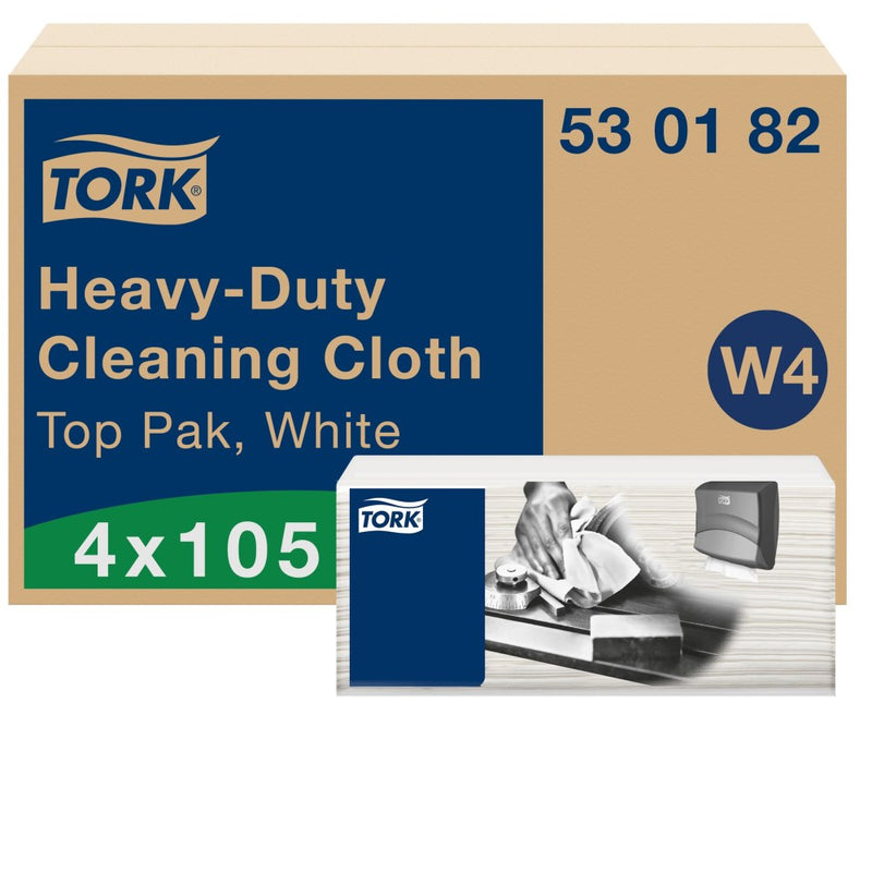 W4 530182 Heavy-Duty Cleaning Cloth White (4 x 105s)