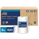 12 12 01 M2 Basic Centerfeed Paper Wiper - White 2-Ply 600' (6/cs)