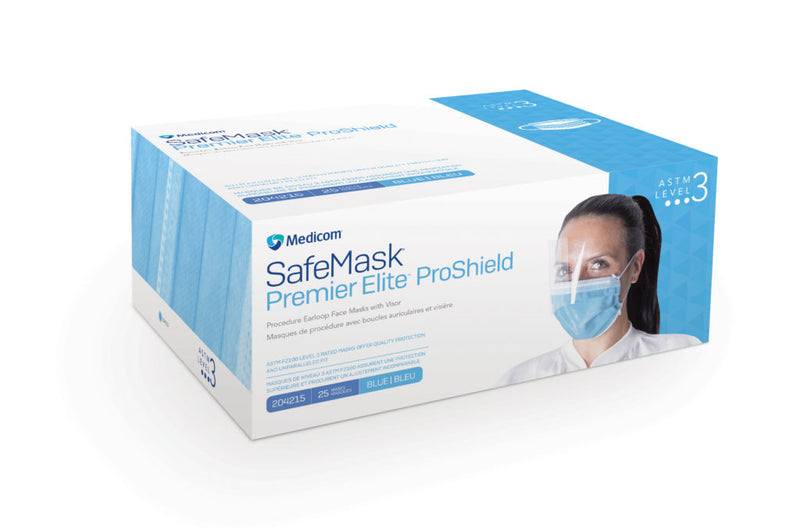 SafeMask® Premier Elite™ ProShield Anti-Fog Earloop Mask with Visor