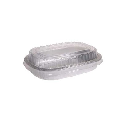 300SWDA Aluminum Container with Clear Dome PET Lid 6.25" x 4.37" x 1.96" (100/cs)