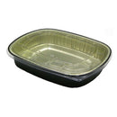 302GWDA Récipient en aluminium noir et or avec couvercle en dôme transparent en PET - Moyen 9,75"x 7,75"x 1,75"(50/cs)