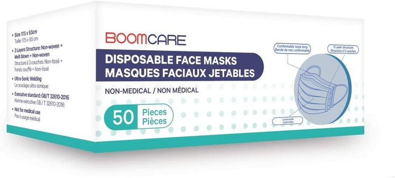 Disposable Face Masks 3-Ply - Blue (50-Pack)